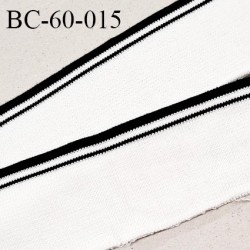 Bord-Côte 60 mm bord cote jersey maille synthétique couleur blanc et noir largeur 6 cm longueur 110 cm prix à la pièce