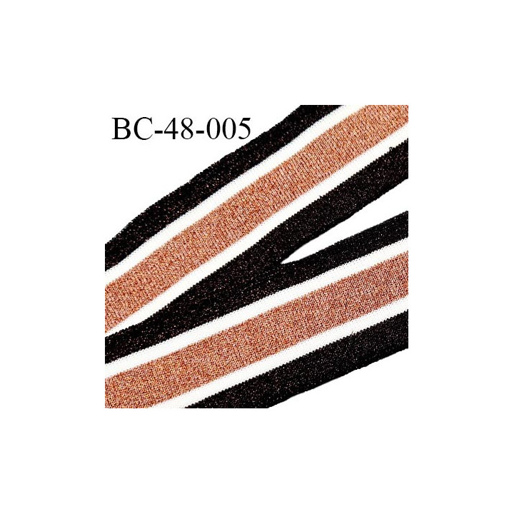 Bord-Côte 48 mm bord cote jersey maille synthétique couleur noir blanc et bronze pailleté prix à la pièce