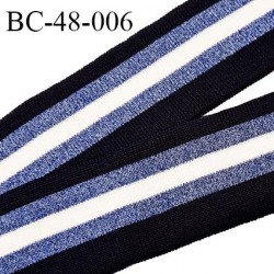 Bord-Côte 48 mm bord cote jersey maille synthétique couleur noir blanc et bleu légèrement pailleté prix à la pièce