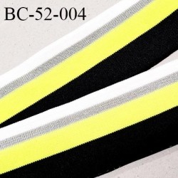 Bord-Côte 52 mm bord cote jersey maille synthétique couleur noir blanc jaune fluo et argenté prix à la pièce