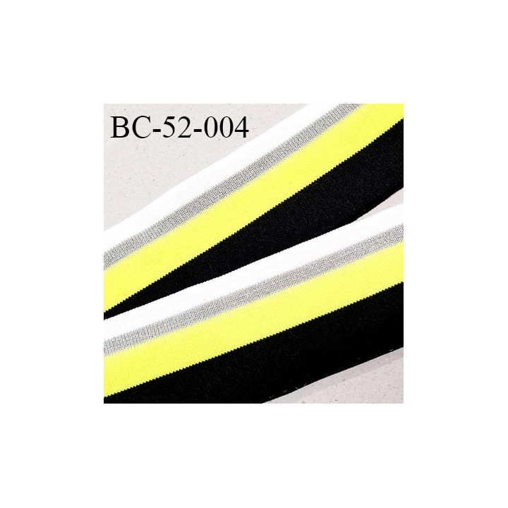 Bord-Côte 52 mm bord cote jersey maille synthétique couleur noir blanc jaune fluo et argenté prix à la pièce