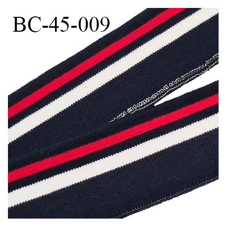 Bord-Côte 45 mm bord cote jersey maille synthétique couleur bleu marine rouge et blanc prix à la pièce