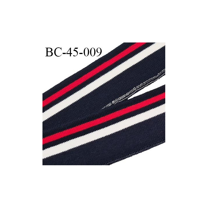 Bord-Côte 45 mm bord cote jersey maille synthétique couleur bleu marine rouge et blanc prix à la pièce