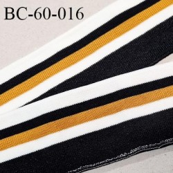 Bord-Côte 60 mm bord cote jersey maille synthétique couleur noir blanc et moutarde largeur 6 cm longueur 120 cm prix à la pièce