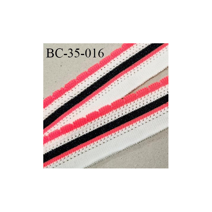 Bord-Côte 35 mm bord cote jersey maille synthétique couleur naturel bleu marine pailleté et rose fluo prix à la pièce