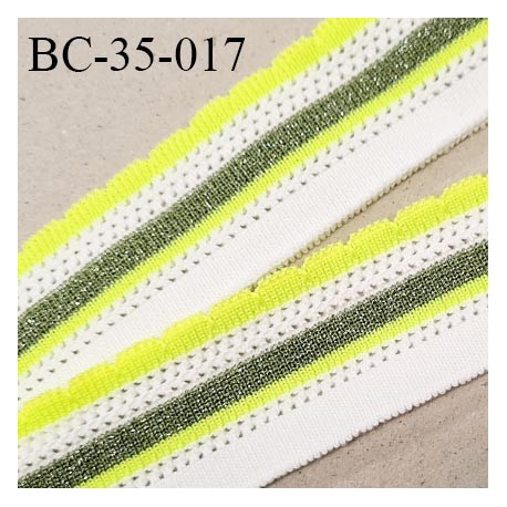 Bord-Côte 35 mm bord cote jersey maille synthétique couleur naturel vert pailleté et jaune fluo prix à la pièce