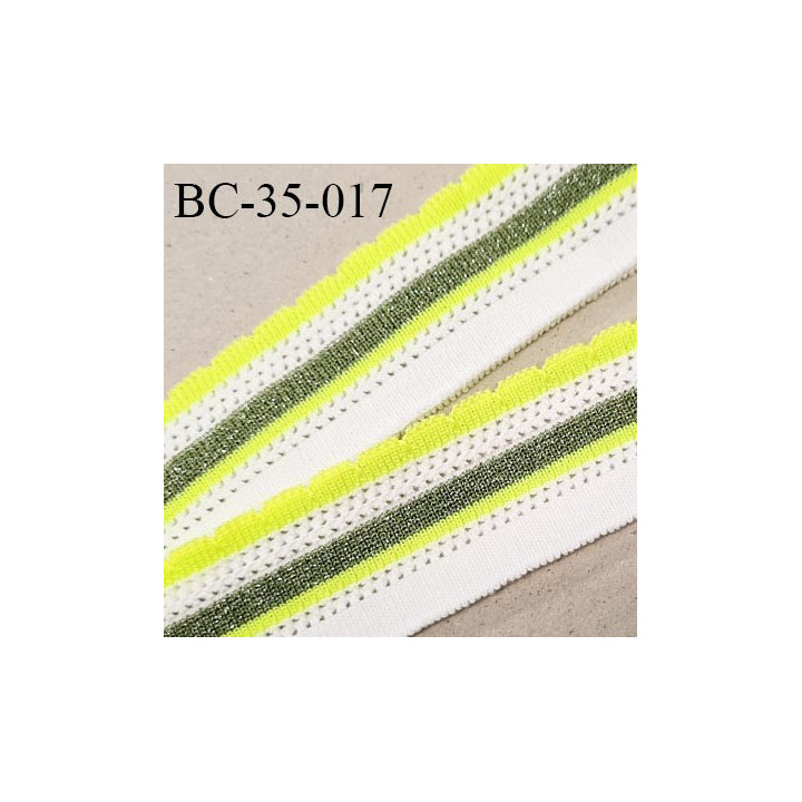 Bord-Côte 35 mm bord cote jersey maille synthétique couleur naturel vert pailleté et jaune fluo prix à la pièce