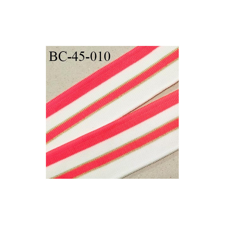 Bord-Côte 45 mm bord cote jersey maille synthétique couleur naturel et rose fluo largeur 4.5 cm longueur 120 cm prix à la pièce