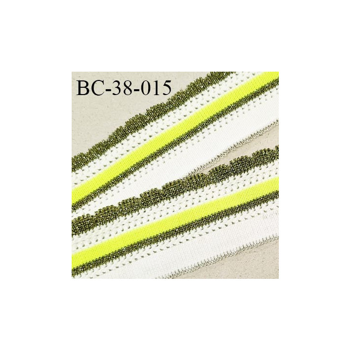 Bord-Côte 38 mm bord cote jersey maille synthétique couleur naturel vert pailleté et jaune fluo prix à la pièce