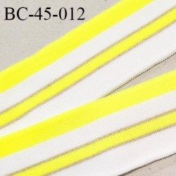 Bord-Côte 45 mm bord cote jersey maille synthétique couleur naturel et jaune fluo largeur 4.5 cm longueur 120 cm prix à la pièce