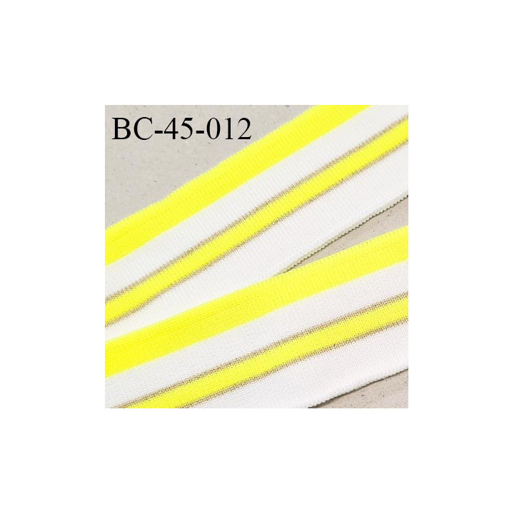 Bord-Côte 45 mm bord cote jersey maille synthétique couleur naturel et jaune fluo largeur 4.5 cm longueur 120 cm prix à la pièce
