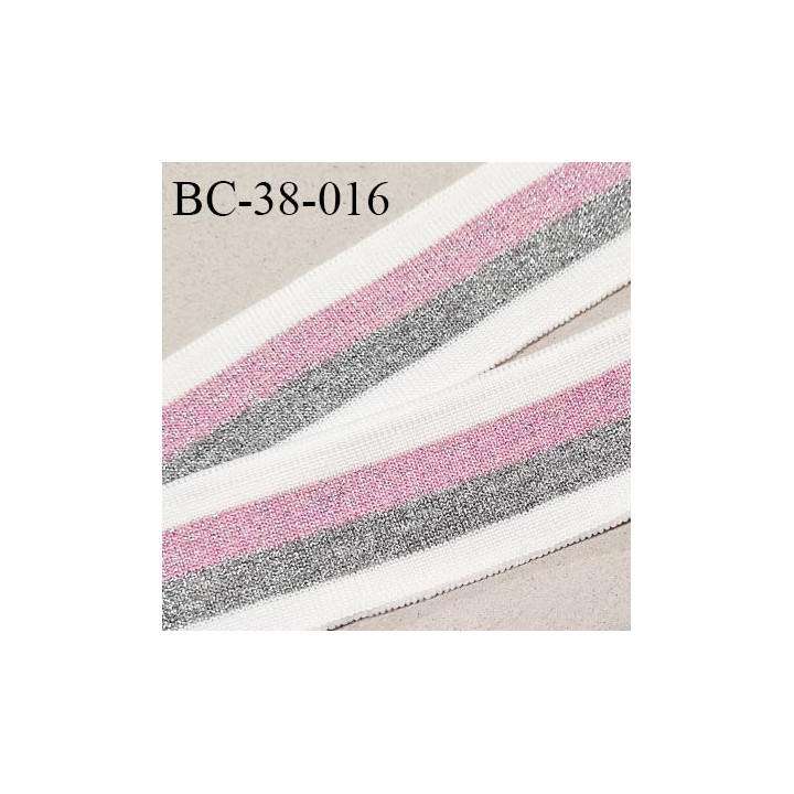 Bord-Côte 38 mm bord cote jersey maille synthétique couleur naturel argenté et rose pailleté prix à la pièce