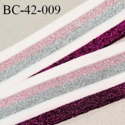 Bord-Côte 42 mm bord cote jersey maille synthétique couleur naturel rose argenté et violet pailleté prix à la pièce