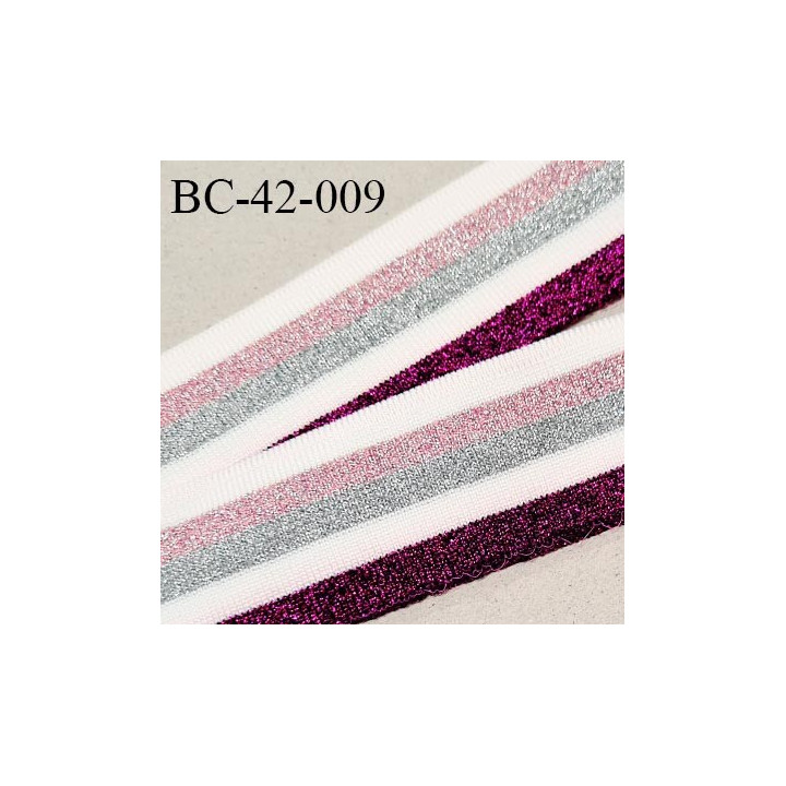 Bord-Côte 42 mm bord cote jersey maille synthétique couleur naturel rose argenté et violet pailleté prix à la pièce