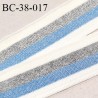 Bord-Côte 38 mm bord cote jersey maille synthétique couleur naturel bleu et argenté pailleté prix à la pièce