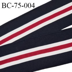 Bord-Côte 70 mm bord cote jersey maille synthétique couleur bleu marine naturel et rouge prix à la pièce