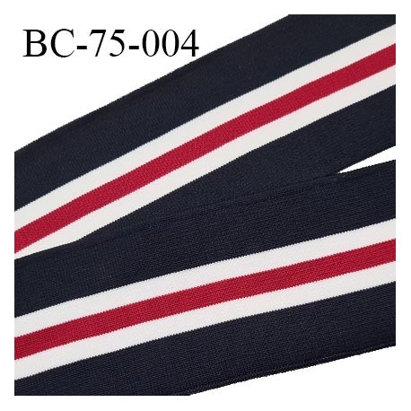 Bord-Côte 70 mm bord cote jersey maille synthétique couleur bleu marine naturel et rouge prix à la pièce