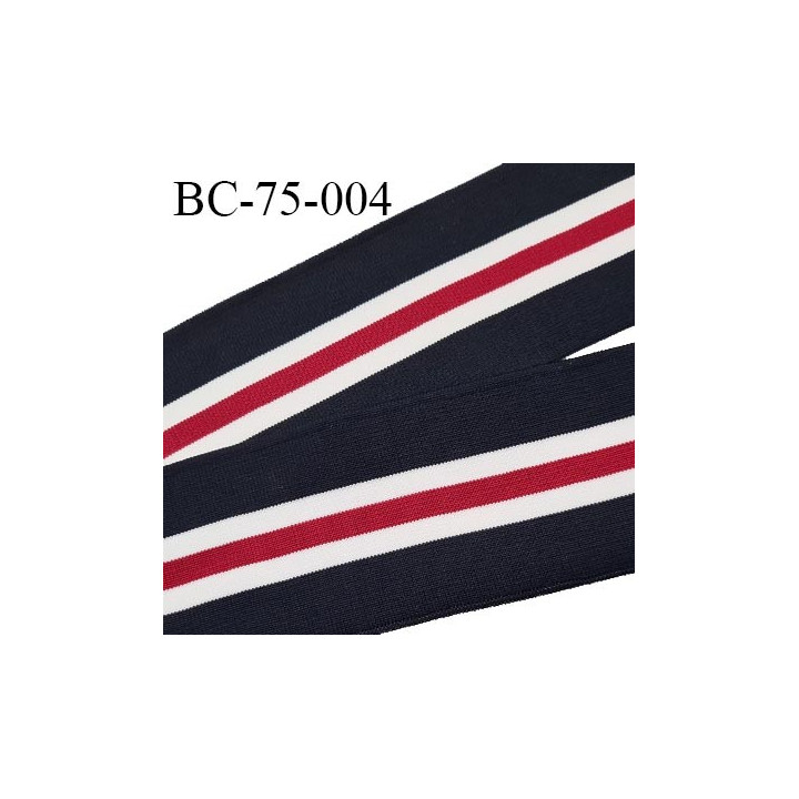 Bord-Côte 70 mm bord cote jersey maille synthétique couleur bleu marine naturel et rouge prix à la pièce