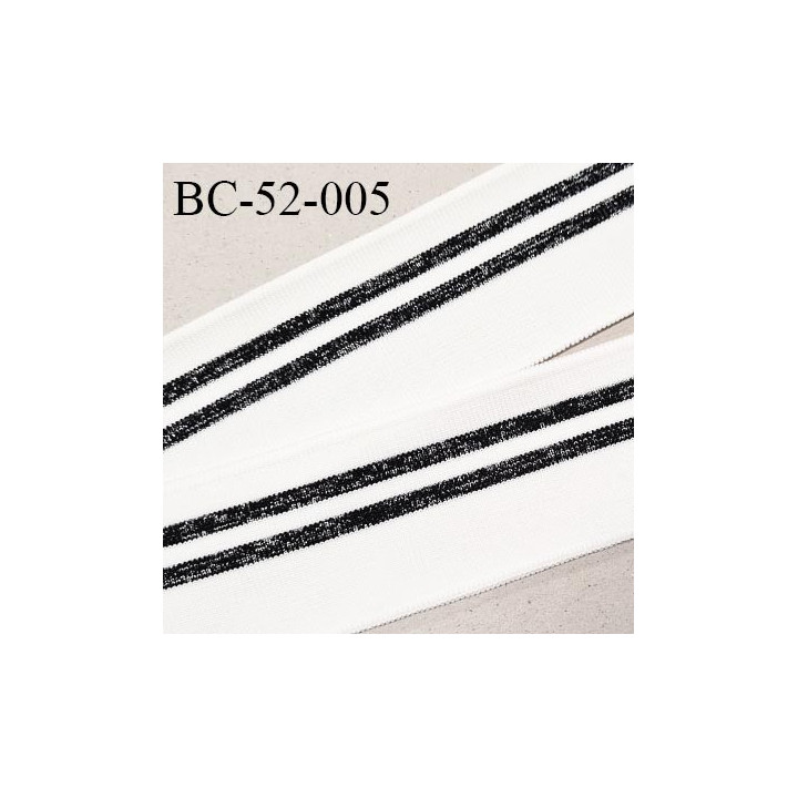 Bord-Côte 52 mm bord cote jersey maille synthétique couleur naturel et noir argenté prix à la pièce