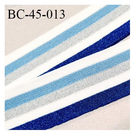 Bord-Côte 45 mm bord cote jersey maille synthétique couleur naturel bleu pailleté et argenté prix à la pièce