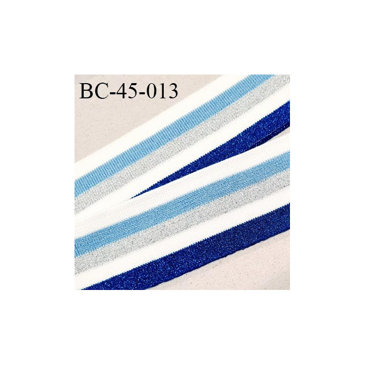 Bord-Côte 45 mm bord cote jersey maille synthétique couleur naturel bleu pailleté et argenté prix à la pièce
