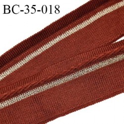 Bord-Côte 35 mm bord cote jersey maille synthétique couleur rouille et doré largeur 3.5 cm longueur 100 cm prix à la pièce