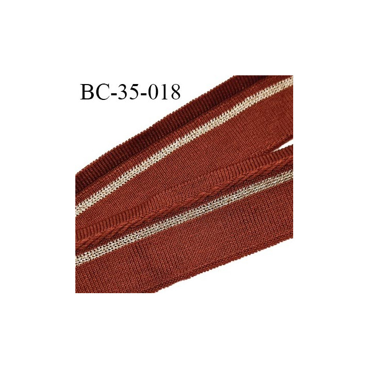 Bord-Côte 35 mm bord cote jersey maille synthétique couleur rouille et doré largeur 3.5 cm longueur 100 cm prix à la pièce