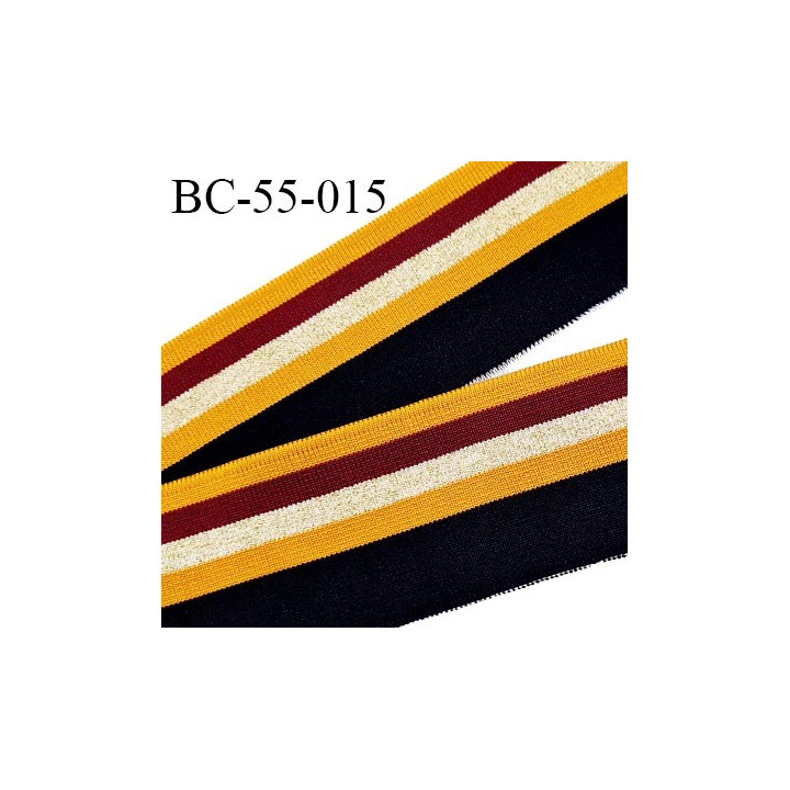 Bord-Côte 55 mm bord cote jersey maille synthétique couleur bleu marine jaune moutarde bordeaux et doré prix à la pièce