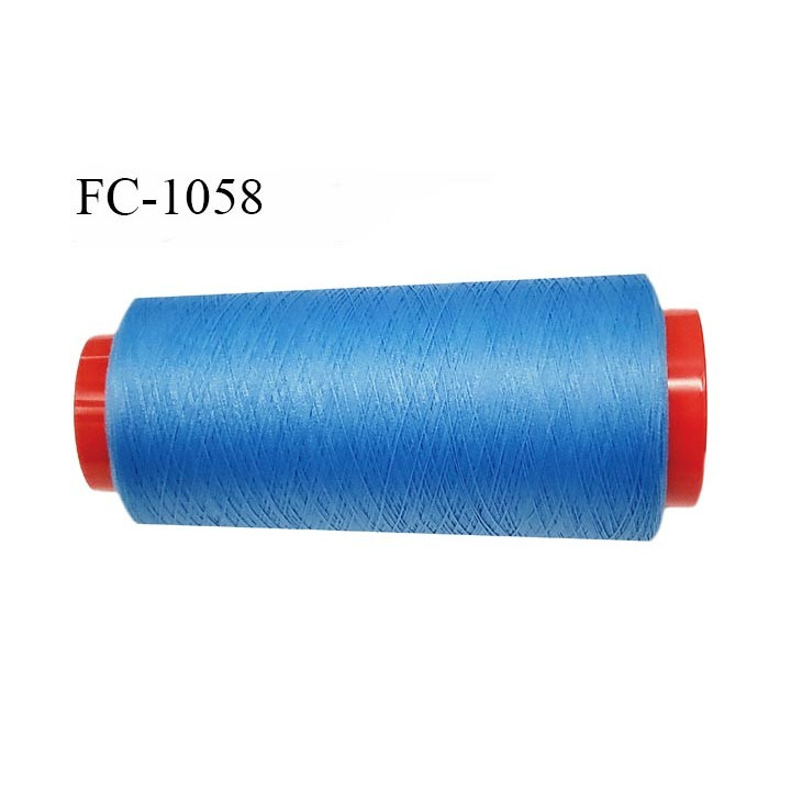 Cone 2000 m fil mousse polyester n°110 couleur bleu longueur 2000 mètres bobiné en France