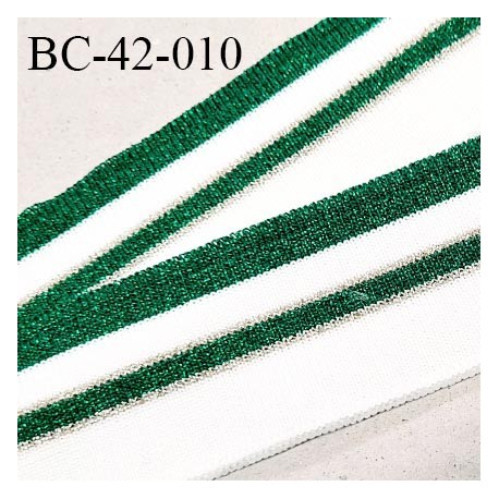 Bord-Côte 42 mm bord cote jersey maille synthétique couleur naturel vert pailleté largeur 4.2 cm longueur 100 cm prix à la pièce