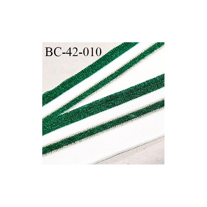 Bord-Côte 42 mm bord cote jersey maille synthétique couleur naturel vert pailleté largeur 4.2 cm longueur 100 cm prix à la pièce