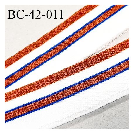 Bord-Côte 42 mm bord cote jersey maille synthétique couleur naturel bleu et rouille pailleté prix à la pièce