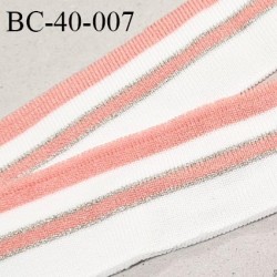 Bord-Côte 40 mm bord côte jersey maille synthétique couleur naturel et rose largeur 4 cm longueur 100 cm prix à la pièce