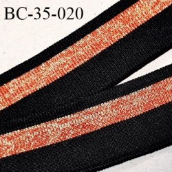Bord-Côte 35 mm bord cote jersey maille synthétique couleur noir et rouille doré largeur 3.5 cm longueur 100 cm prix à la pièce