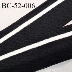 Bord-Côte 52 mm bord cote jersey maille synthétique couleur noir et naturel largeur 5.2 cm longueur 100 cm prix à la pièce