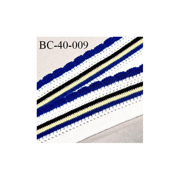 Bord-Côte 40 mm bord côte jersey maille synthétique couleur naturel bleu jaune et noir prix à la pièce