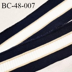 Bord-Côte 48 mm bord cote jersey maille synthétique couleur bleu marine naturel et doré prix à la pièce