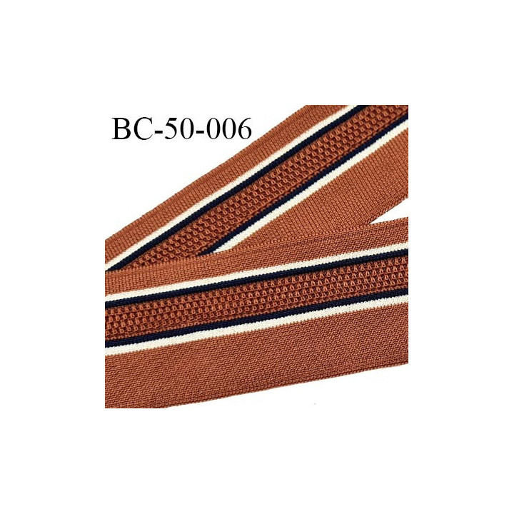 Bord-Côte 50 mm bord cote jersey maille synthétique couleur marron bleu marine et doré prix à la pièce