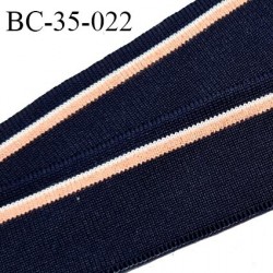 Bord-Côte 35 mm bord cote jersey maille synthétique couleur bleu marine naturel et cuivre pailleté prix à la pièce