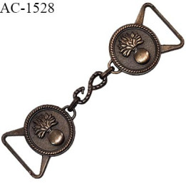 Attache brandebourg en métal couleur laiton longueur 11 cm largeur des attaches intérieur 25 mm extérieur 30 mm prix à la pièce