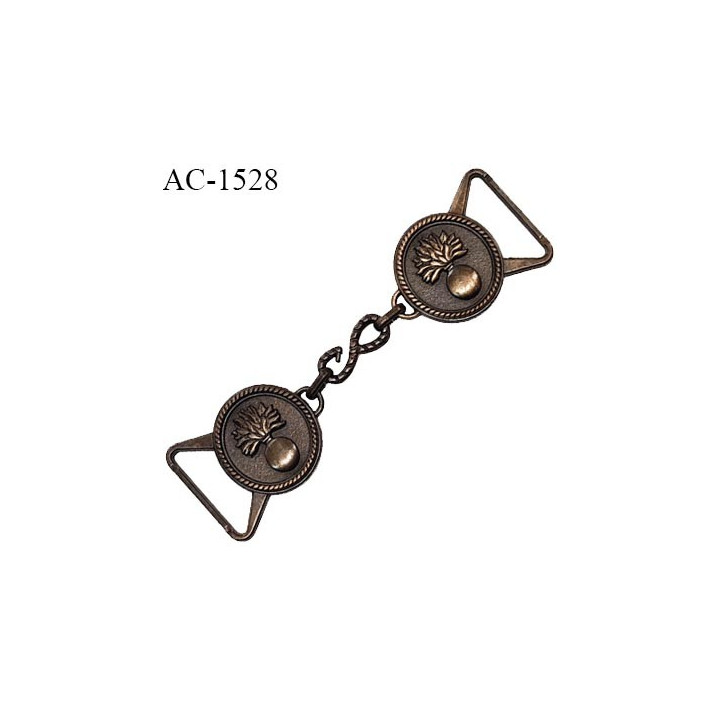 Attache brandebourg en métal couleur laiton longueur 11 cm largeur des attaches intérieur 25 mm extérieur 30 mm prix à la pièce
