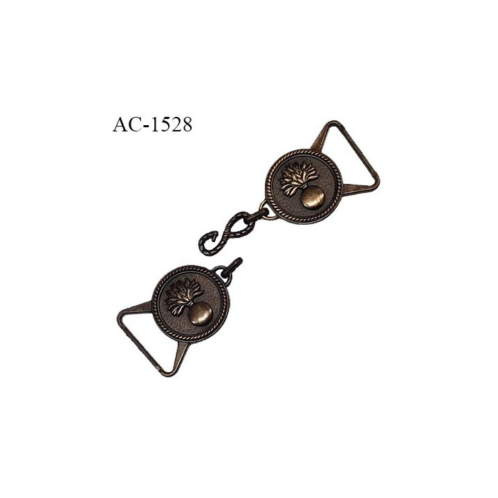 Attache brandebourg en métal couleur laiton longueur 11 cm largeur des attaches intérieur 25 mm extérieur 30 mm prix à la pièce