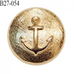 Bouton 27 mm en métal couleur doré motif encre marine en relief accroche avec un anneau prix à l'unité