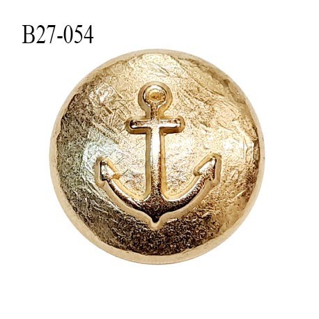 Bouton 27 mm en métal couleur doré motif encre marine en relief accroche avec un anneau prix à l'unité