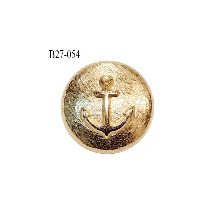 Bouton 27 mm en métal couleur doré motif encre marine en relief accroche avec un anneau prix à l'unité