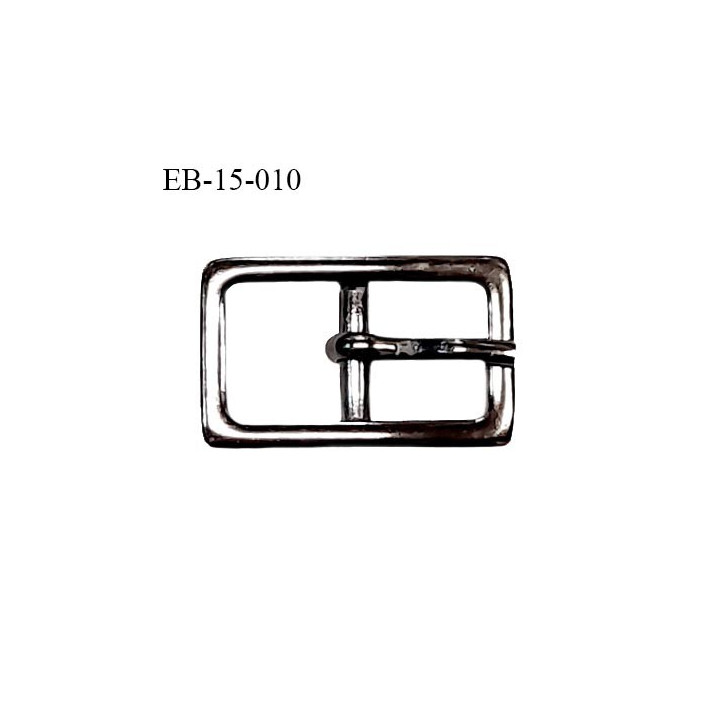 Boucle en métal couleur chrome avec ardillon largeur extérieur 15 mm largeur intérieur 10 mm hauteur 23 mm prix à la pièce