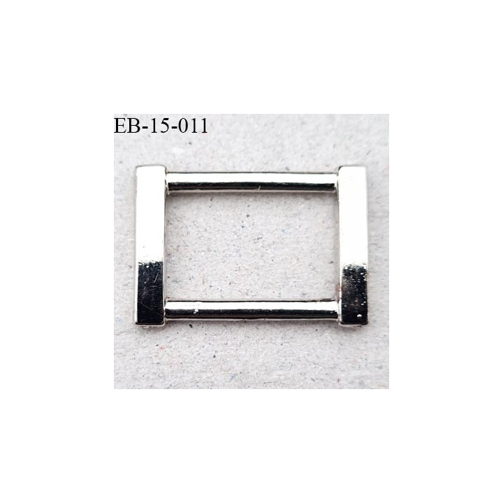 Boucle étrier rectangulaire métal couleur argent largeur intérieure 15 mm extérieur 22 mm hauteur 15 mm prix à la pièce