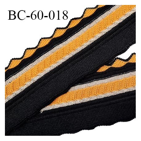 Bord-Côte 60 mm bord cote jersey maille synthétique couleur noir jaune orangé et argenté prix à la pièce