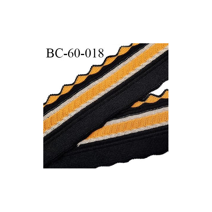 Bord-Côte 60 mm bord cote jersey maille synthétique couleur noir jaune orangé et argenté prix à la pièce