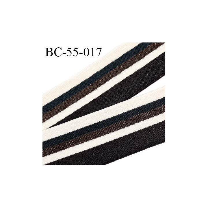 Bord-Côte 55 mm jersey maille synthétique couleur noir naturel vert sapin et marron légèrement pailleté prix à la pièce